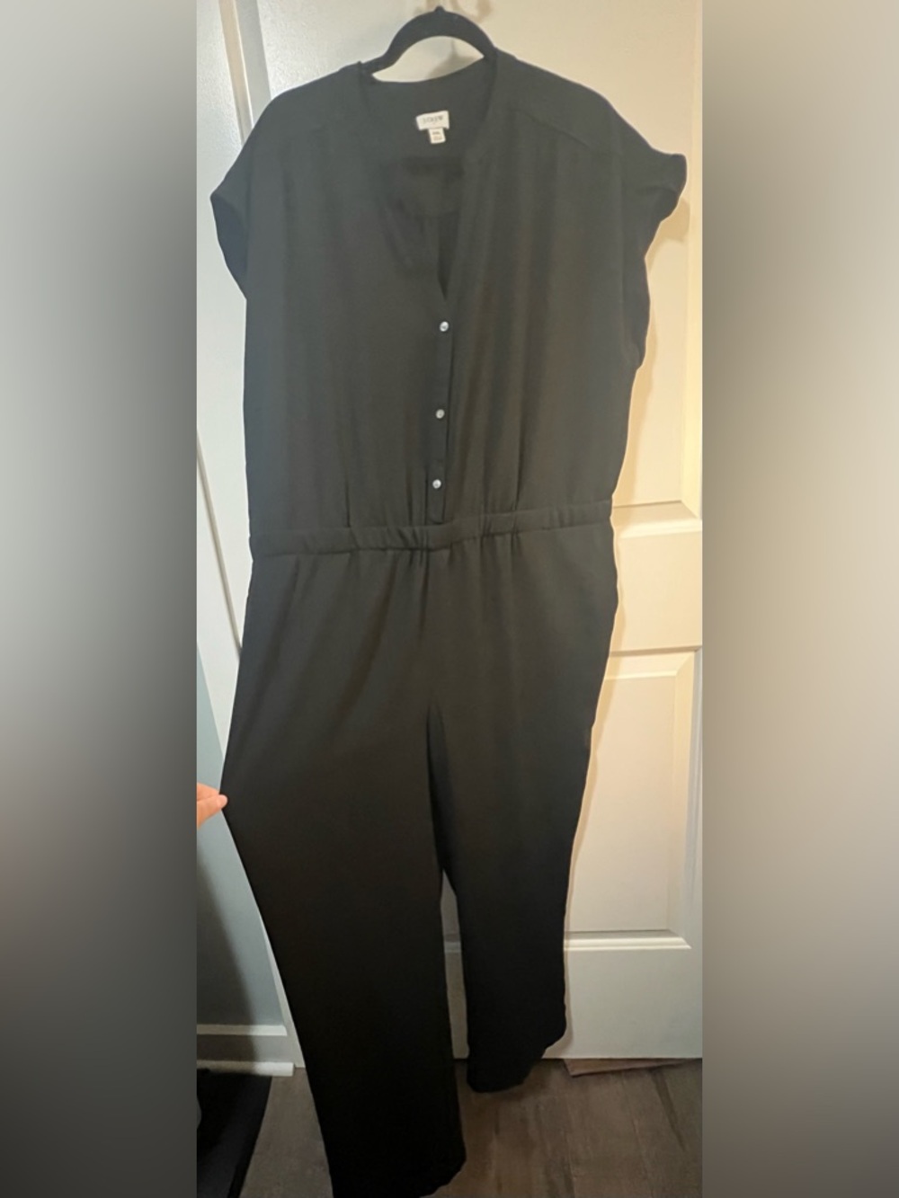 J. Crew Black Sleeveless Button-Front Jumpsuit